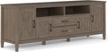 SIMPLIHOME Ela SOLID WOOD 72 inch Wide Transitional TV Media Stand in Smoky Brown For TVs up to 80 inches for the Living Room and Entertainment Center