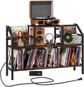 Homeiju Record Player Stand Holds up to 500 Albums,Turntable Stand with Vinyl Record Player Storage Cabinet,Large Record Player Table Vinyl Album Storage（Patent Pending）