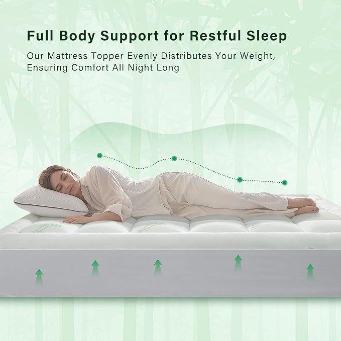 Anluoer Memory Foam Mattress Topper King for Back Pain, Rayon Derived from Bamboo Pillow Top Mattress Topper for Hot Sleepers,Cooling Mattress Pad with 8-21" Deep Pocket, 78x80 Inches, White
