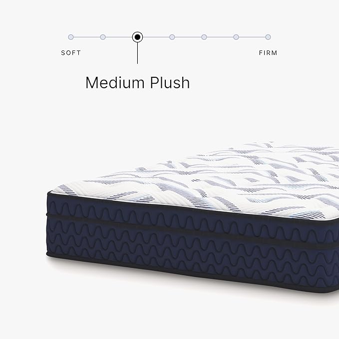 Signature Design by Ashley Full Size Stack 12 Inch Hybrid Medium Plush Cooling Gel Infused Memory Foam Mattress for Pressure Relief, Fiberglass Free, Mattress in A Box