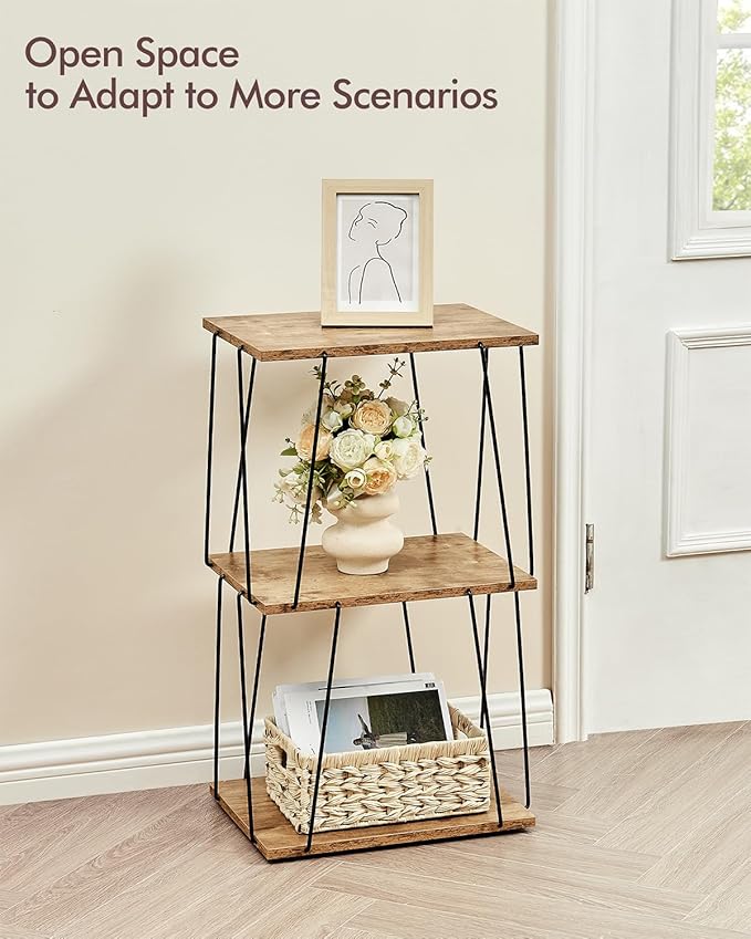Side Table Set of 2, Tall End Table, Small Accent Table, Bedside Table for Living Room, Bedroom, Greige & Black