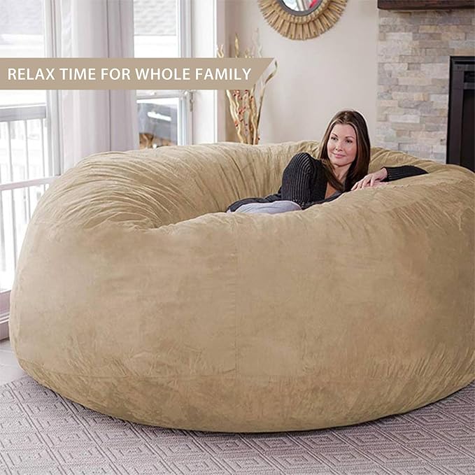 Reusable Beanbag Chair Inner Lining Cover for Pack Bean Filler EPP EPS Shredded Memory Foam and Wash Needs, 7FT