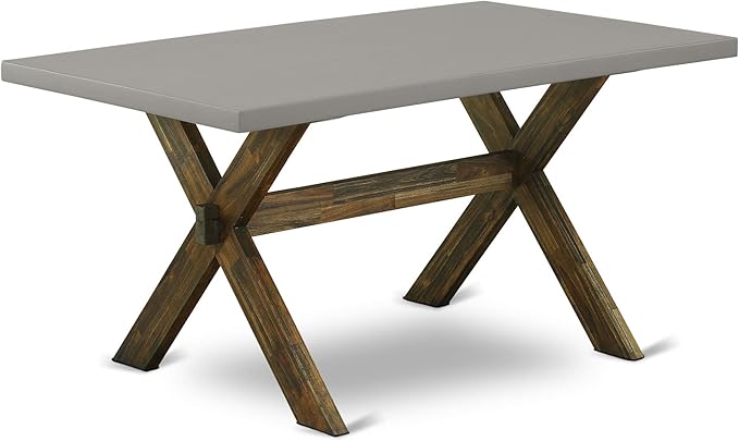 East West Furniture X797FL716-9 9 Piece Dining Set Includes a Rectangle Dining Room Table with X-Legs and 8 Dark Khaki Linen Fabric Upholstered Parson Chairs, 40x72 Inch, Multi-Color