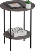 Side Table,Round End Table with 2 Storage Shelves| Compact Side Tables for Living Room, Couch, Office & Bedroom | Narrow Accent Table as Space-Saving Small Bedside Table 18x18x22in (Grey)