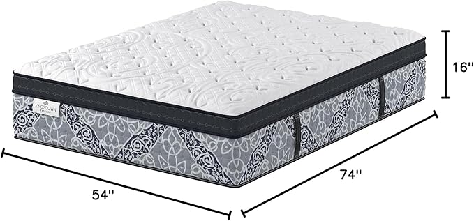 Kingsdown Passions Kelbrooke 16" Plush Euro Pillow Top Hybrid Mattress Full, Cool Gel Memory Foam Layer Motion Isolation Quilted Top Premium Mattress