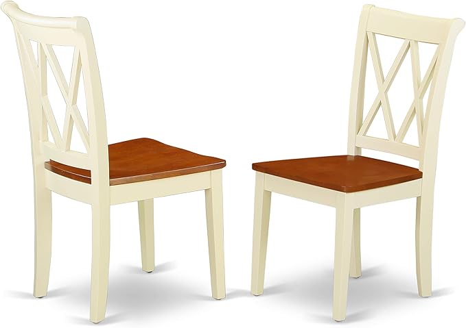 East West Furniture DOCL7-BMK-W 7 Piece Dining Room Furniture Set Consist of a Rectangle Wooden Table with Butterfly Leaf and 6 Kitchen Dining Chairs, 42x78 Inch, Buttermilk & Cherry