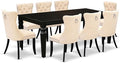 East West Furniture LGDA9-BLK-32 9 Piece Dining Room Set Includes a Rectangle Kitchen Table with Butterfly Leaf and 8 Polyester Fabric Padded Chairs, 42x84 Inch, Black