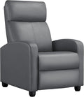 Yaheetech Recliner Chair PU Leather Recliner Sofa Home Theater Seating with Lumbar Support Overstuffed High-Density Sponge Push Silver Gray Recliners