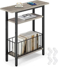 Vagusicc Narrow Side Table, Skinny Side Table for Couch, 3-Tier Small End Table for Small Spaces, Bed Side Tables with Storage, 25.2" Tall Slim Nightstand Bedside table for Living Room Bedroom, Greige