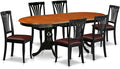 East West Furniture PLAV7-BCH-LC 7 Piece Dining Table Set Consist of an Oval Dinner Table with Butterfly Leaf and 6 Faux Leather Dining Room Chairs, 42x78 Inch, Black & Cherry