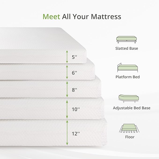 Twin Size Memory Foam Mattress, 10 Inch Bed Mattress in A Box with Cooling Green Tea Gel, Relieve Pressure with Medium Support, CertiPUR-US Certified, 75''L x 38''W, White
