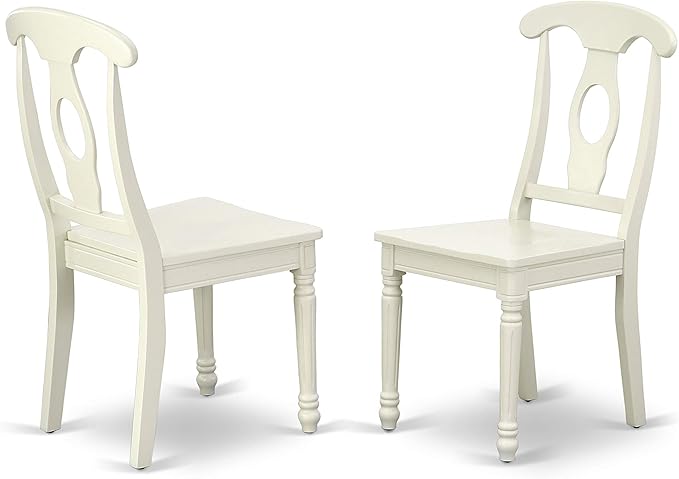 East West Furniture DOKE7-LWH-W 7 Piece Dining Set Consist of a Rectangle Dining Table with Butterfly Leaf and 6 Kitchen Chairs, 42x78 Inch, Linen White
