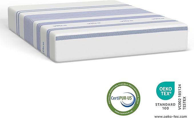 Vibe Gel Memory Foam Mattress, 12-Inch CertiPUR-US Certified Bed-in-a-Box, King, White