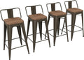 Yongchuang 26 inch Bar Stools Set of 4 Industrial Kitchen Counter Height Barstools with Wood Seat Metal Low Back Bar Chairs Gunmetal