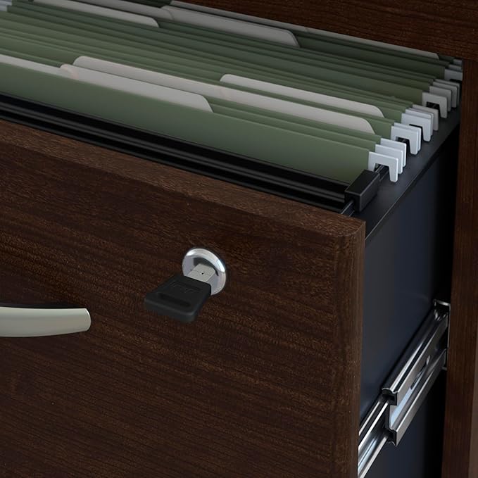 Bush Business Furniture Series C 3 Drawer Mobile File Cabinet in Mocha Cherry, Assembled Office Storage Unit for Home or Commercial Spaces