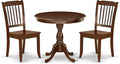 East West Furniture AMDA3-MAH-W 3 Piece Dining Table Set for Small Spaces Contains a Round Kitchen Table with Pedestal and 2 Dining Chairs, 36x36 Inch, Mahogany