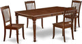 East West Furniture DODA5-MAH-W 5 Piece Dining Room Furniture Set Includes a Rectangle Wooden Table with Butterfly Leaf and 4 Kitchen Dining Chairs, 42x78 Inch, Mahogany