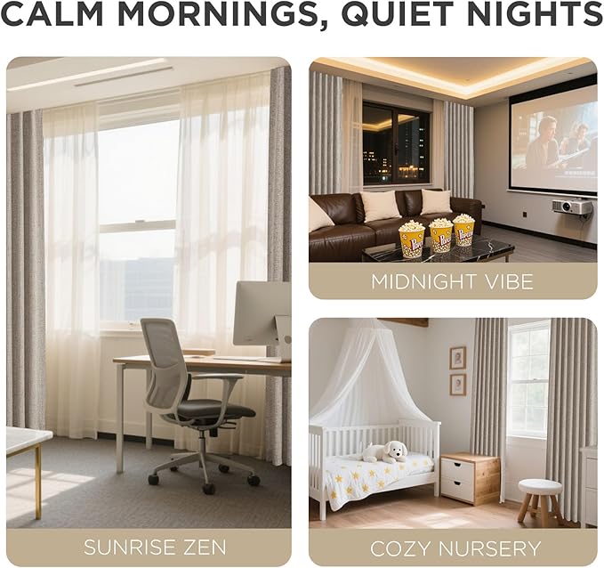 Joydeco Blackout Curtains for Bedroom - 100% Light Blocking 2 Panels Set Linen Drapes 66" W x 90" L, Thermal Insulated Room Darkening Curtains, Linen Textured for Living Room, Rod Pocket & Back Tabs