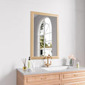 Amorho 24x36 Inch Bathroom Mirror for Wall, Oak Wood Grain Metal Framed Mirror, Anti-Rust, Hang Horizontally/Vertically, Suitable for Bedroom, Farmhouse, Bathroom, Decorative