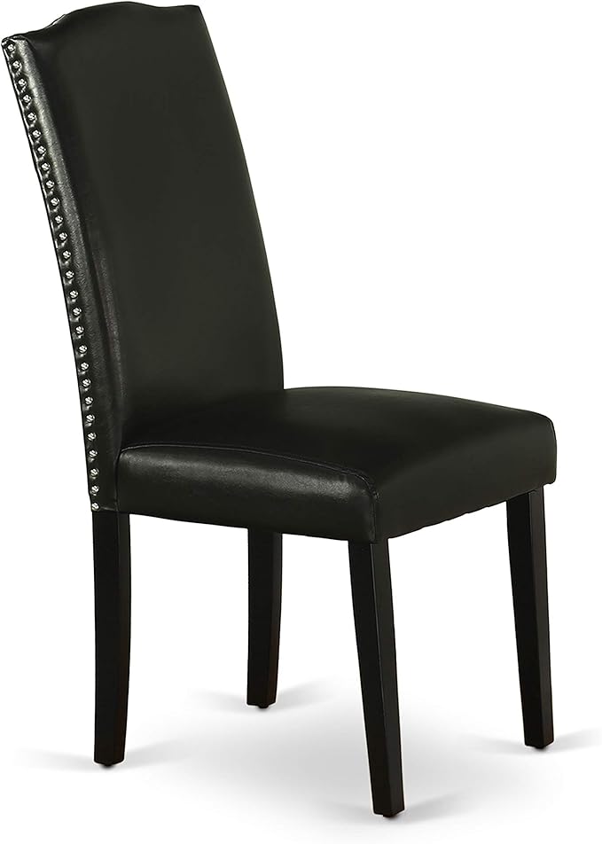 East West Furniture LGEN5-BLK-69 5 Piece Dining Table Set Includes a Rectangle Dining Room Table with Butterfly Leaf and 4 Black Faux Leather Parsons Chairs, 42x84 Inch, Black