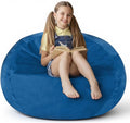 2FT Bean Bag Chair with Ultra Soft Velvet Cover Bean Bag Sofa with Memory Foam Bean Bag Chairs with Large Size Lazy Sofa for Dorm Office Living Room Bedroom Blue 2'
