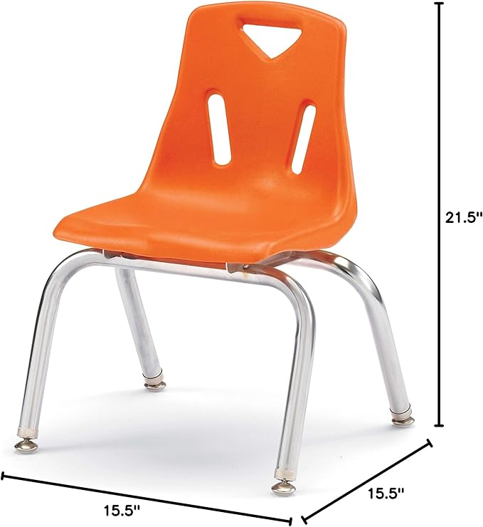 Jonti-Craft Berries 8142JC1114 Stacking Chair with Chrome-Plated Legs, 12" Height, Orange