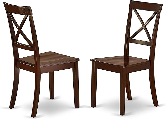 East West Furniture NDBO5-MAH-W 5 Piece Dining Room Furniture Set Includes a Rectangle Dining Table with Dropleaf and 4 Wood Seat Chairs, 30x48 Inch, Mahogany