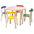 ECR4Kids Bentwood Table and Curved Back Chair Set, Kids Furniture, Assorted, 5-Piece