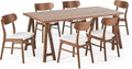 Christopher Knight Home Anthony Mid-Century Modern 7 Piece Dining Set, Light Beige and Walnut