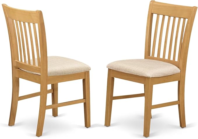 East West Furniture MZNO5-OAK-C 5 Piece Kitchen Table Set for 4 Includes a Rectangle Dining Room Table with Dropleaf and 4 Linen Fabric Upholstered Chairs, 36x54 Inch, Oak