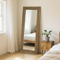 WallBeyond Full Length Mirror Rustic Wood Framed, 24 x 60 inch Farmhouse Wall Mounted Mirror Full Floor Mirror Hanging or Leaning Against Wall, Natural