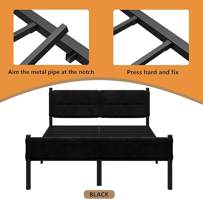 Metal Bed Frame,14Inch Full Size Bed Frame with Storage Space,Heavy Duty Sturdy Mattress Foundation,Easy Assembly,No Box Spring Needed,Full