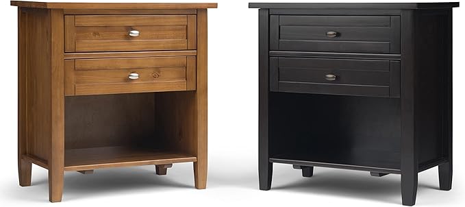 SIMPLIHOME Warm Shaker SOLID WOOD 24 inch Wide Transitional Bedside Nightstand Table in Light Golden Brown for the Living Room and Bedroom