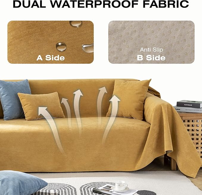 STACYPIK Waterproof Ginger Couch Cover for Sectional, Loveseat Covers, Futon Cover, L Shaped Cover, Anti-Cat Scratch Furniture Protector for 2 Cushion Couch，Washable Pets Protector Sofa Cover-71X71IN