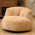 N&V Large Crescent Bean Bag Chair, Adult Size Bean Bag Sack, Foam Filling, Soft Premium Corduroy Bean Bag for Living Room Bedroom Dorm and Office (Beige)