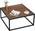 SAYGOER Farmhouse Coffee Table Rustic Wood Coffee Tables Mid Century Modern Coffe Tables for Small Spaces Simple Square Low Center Table for Living Room Home Office Boho Style, Walnut