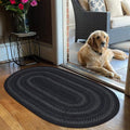 Homespice Jet Black Entryway Rug 2x3', Perfect Rustic Oval Rug for a Vintage Primitive Country Decor of Your Home Jute Entrance Rugs