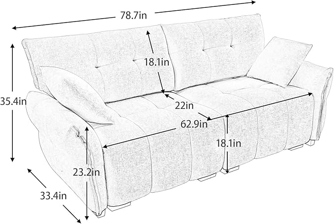Modern Chenille Fabric 2-Seat Loveseat Sofa, Premium Upholstery Living Room Couch with Tufted Backrest & Comfortable Armrests and High-Resilience Memory Foam Cushions,Blue