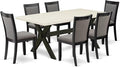 East West Furniture X627MZ650-7 7 Piece Dining Table Set Consist of a Rectangle Kitchen Table with X-Legs and 6 Dark Gotham Grey Linen Fabric Upholstered Chairs, 40x72 Inch, Multi-Color