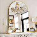 30x38 Inch Arched Bathroom Mirror - Gold Metal Frame Wall Mounted Vanity Mirror for Bathroom, Bedroom, Living Room, Hanging or Leaning Decorative Mirror