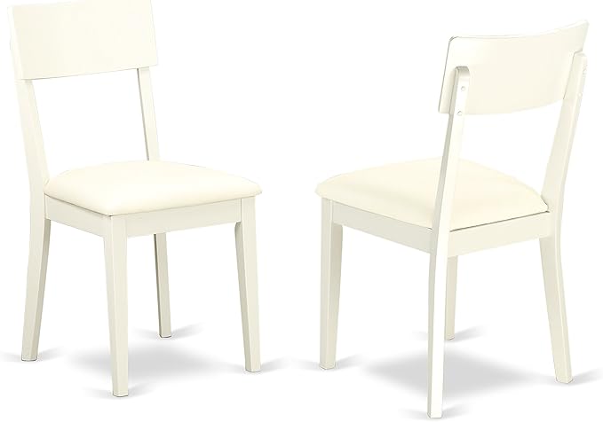 East West Furniture CAAD6-LWH-LC 6 Piece Dining Table Set Contains a Rectangle Dining Room Table and 4 Faux Leather Upholstered Chairs with a Bench, 36x60 Inch, Linen White