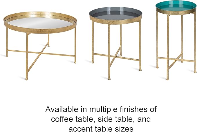 Kate and Laurel Celia Round Foldable Tray Accent Table, 14" x 14" x 25.75", Black and Gold, Modern Minimalist Design and Detachable Magnetic Tabletop