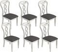 Solid Wood Dining Chair Set of 6, Kitchen Dining Room Chair with Upholstered Cushion & Wooden Legs, Modern Wood Side Chairs for for Kitchen, Washed Gray