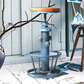 Topower Aged Steampunk Deco Industrial Round Bottom Adjustable Height Cafe Coffee Retro Vintage Fire Hydrant Design Pub Kitchen Counter Bar Stool (Antique Blue, Wooden Top)