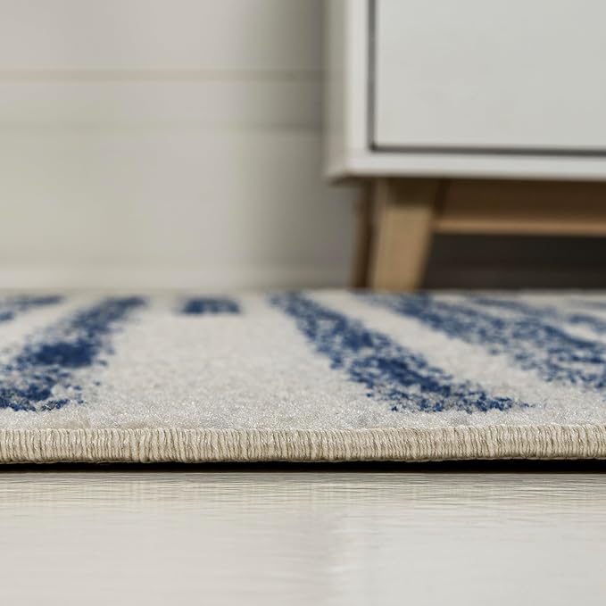JONATHAN Y Khalil Modern Berber Stripe Cream/Navy Indoor Area Rug, 3x5, Contemporary, Bohemian, Easy-Cleaning for Living Room, Bedroom, Kitchen, Pet Friendly, Non-Shedding (MOH207E-3)