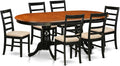 East West Furniture PLPF7-BCH-C 7 Piece Dining Table Set Consist of an Oval Dinner Table with Butterfly Leaf and 6 Linen Fabric Dining Room Chairs, 42x78 Inch, Black & Cherry
