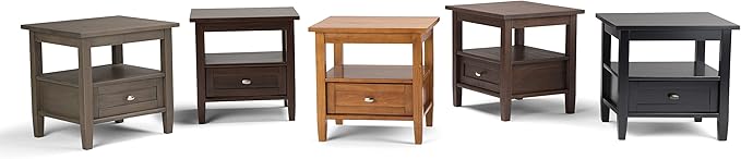SIMPLIHOME Warm Shaker SOLID WOOD 20 inch Wide Rectangle Transitional End Side Table in Black for the Living Room and Bedroom