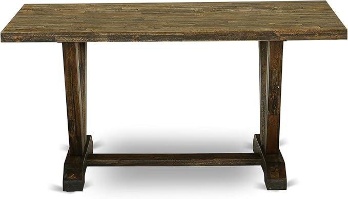 East West Furniture V777FL716-9 9 Piece Dining Table Set Includes a Rectangle Kitchen Table with V-Legs and 8 Dark Khaki Linen Fabric Upholstered Chairs, 40x72 Inch, Multi-Color