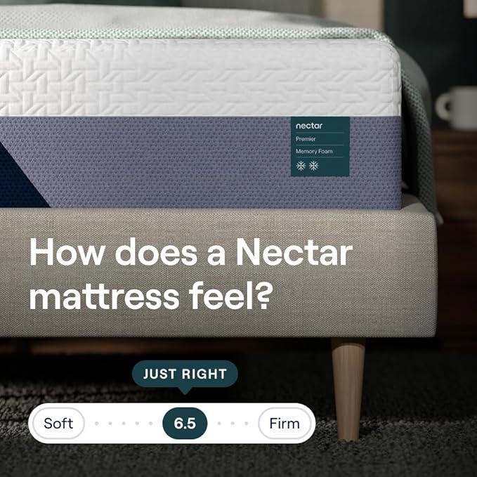 Nectar Premier Split King Adjustable Base & 13” Mattress (New Version) - Head & Foot Incline - Medium Firm Memory Foam - Cooling Upgrade - 3 Massage Settings - 365-Night Trial & Forever Warranty