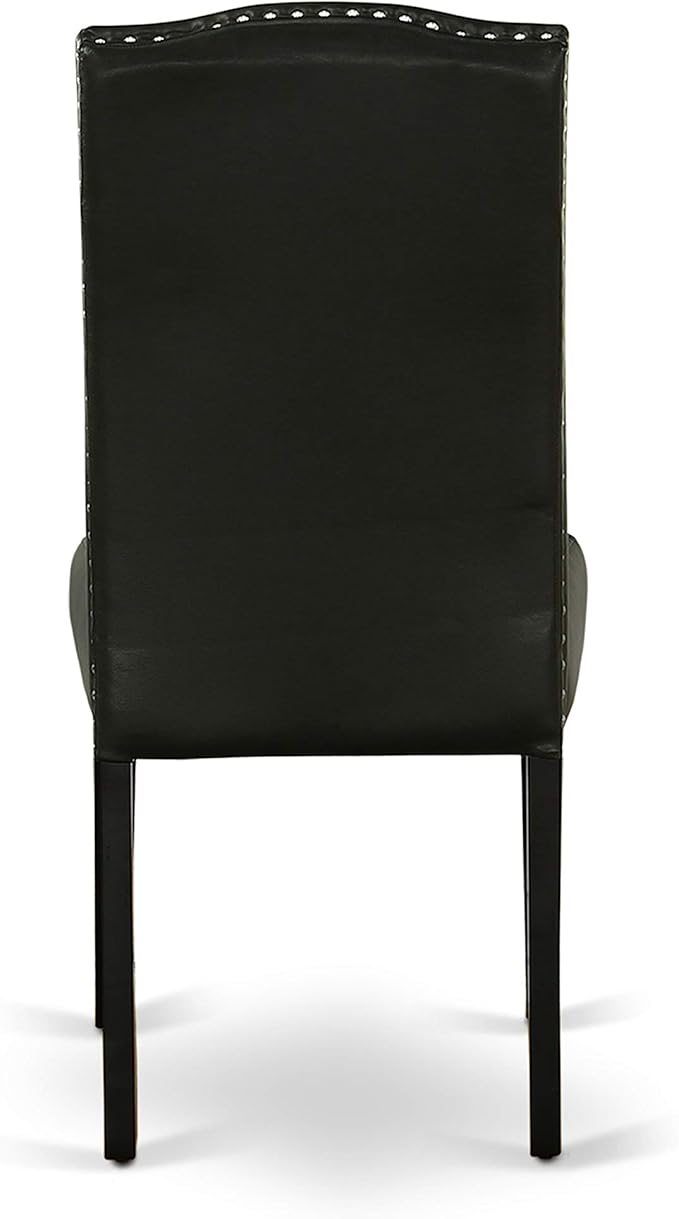 East West Furniture LGEN5-BLK-69 5 Piece Dining Table Set Includes a Rectangle Dining Room Table with Butterfly Leaf and 4 Black Faux Leather Parsons Chairs, 42x84 Inch, Black